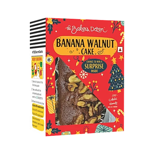 The Baker's Dozen Zero Maida Banana Walnut Cake | Banana Cake | Fruit Cake | Loaded with Walnuts